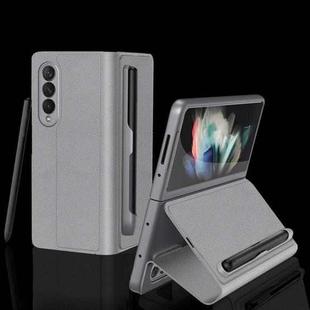For Samsung Galaxy Z Fold3 5G GKK Ultra-thin Horizontal Flip Leather Phone Case with Pen Slot(Grey)