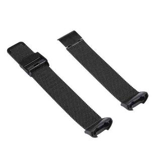 For Fitbit Charge 4 Double Insurance Buckle Milanese Watch Band(Black)