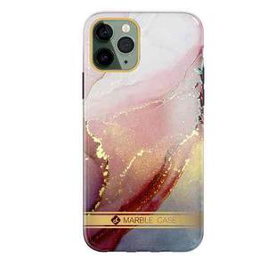 For iPhone 13 Dual-side Laminating IMD Plating Golden Circle Marble Pattern TPU Phone Case(Red Gilt DX-59)