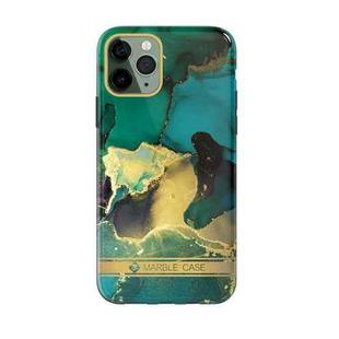 For iPhone 12 mini Dual-side Laminating IMD Plating Golden Circle Marble Pattern TPU Phone Case (Green Gilt DX-60)