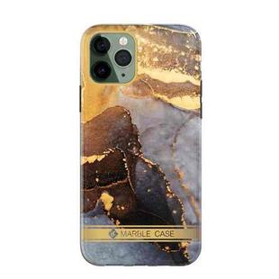 For iPhone 11 Pro Dual-side Laminating IMD Plating Golden Circle Marble Pattern TPU Phone Case (Black Gilt DX-62)
