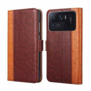 For Xiaomi Mi 11 Ultra Ostrich Texture Horizontal Flip Leather Phone Case with Holder & Card Slots & Wallet(Brown)