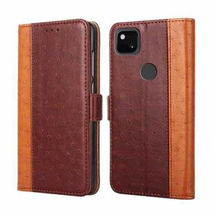 For Google Pixel 4a Ostrich Texture Horizontal Flip Leather Phone Case with Holder & Card Slots & Wallet(Brown)