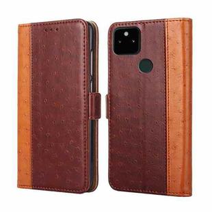 For Google Pixel 5a 5G Ostrich Texture Horizontal Flip Leather Phone Case with Holder & Card Slots & Wallet(Brown)