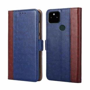 For Google Pixel 5a 5G Ostrich Texture Horizontal Flip Leather Phone Case with Holder & Card Slots & Wallet(Blue)