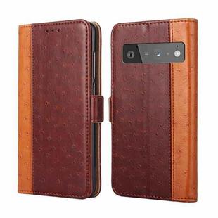 For Google Pixel 6 Pro Ostrich Texture Horizontal Flip Leather Phone Case with Holder & Card Slots & Wallet(Brown)