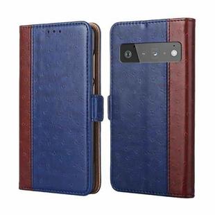 For Google Pixel 6 Pro Ostrich Texture Horizontal Flip Leather Phone Case with Holder & Card Slots & Wallet(Blue)