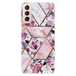 For Samsung Galaxy S22 5G Marble Pattern Shockproof TPU Protective Case(Rhombus Rose)