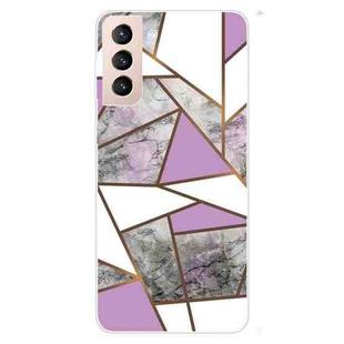 For Samsung Galaxy S22 5G Marble Pattern Shockproof TPU Protective Case(Rhombus Gray Purple)