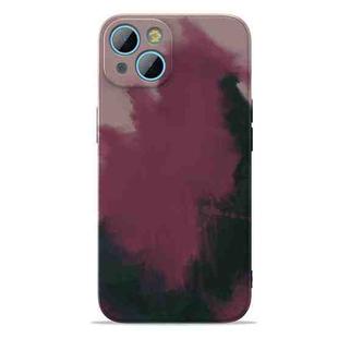 For iPhone 13 Watercolor TPU Shockproof Phone Case(Berry Color)