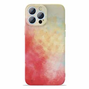 For iPhone 13 Pro Max Watercolor TPU Shockproof Phone Case (Cherry Power)