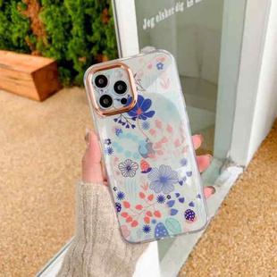 For iPhone 11 Pro Max Precision Hole Dual-side Laminating IMD Plating Flowers Pattern TPU Phone Case (DX-73)