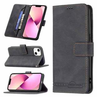 For iPhone 13 Magnetic Clasp RFID Blocking Anti-Theft Leather Case with Holder & Card Slots & Wallet(Black)