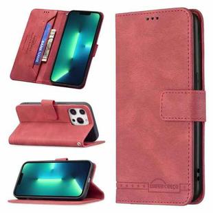 For iPhone 13 Pro Magnetic Clasp RFID Blocking Anti-Theft Leather Case with Holder & Card Slots & Wallet (Red)