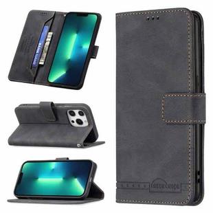 For iPhone 13 Pro Magnetic Clasp RFID Blocking Anti-Theft Leather Case with Holder & Card Slots & Wallet (Black)