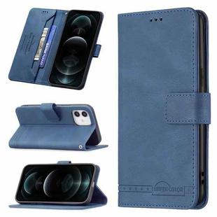 For iPhone 12 / 12 Pro Magnetic Clasp RFID Blocking Anti-Theft Leather Case with Holder & Card Slots & Wallet(Blue)