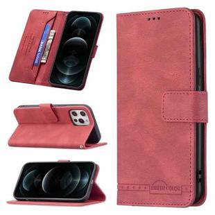For iPhone 12 Pro Max Magnetic Clasp RFID Blocking Anti-Theft Leather Case with Holder & Card Slots & Wallet(Red)