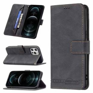 For iPhone 12 Pro Max Magnetic Clasp RFID Blocking Anti-Theft Leather Case with Holder & Card Slots & Wallet(Black)