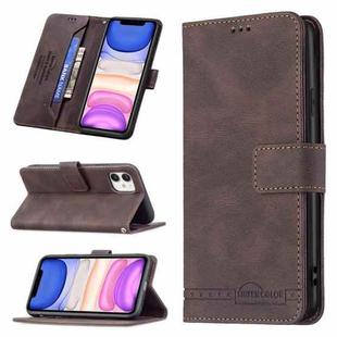 For iPhone 11 Magnetic Clasp RFID Blocking Anti-Theft Leather Case with Holder & Card Slots & Wallet (Brown)