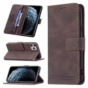For iPhone 11 Pro Max Magnetic Clasp RFID Blocking Anti-Theft Leather Case with Holder & Card Slots & Wallet (Brown)