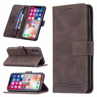 For iPhone X / XS Magnetic Clasp RFID Blocking Anti-Theft Leather Case with Holder & Card Slots & Wallet(Brown)