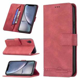 For iPhone XR Magnetic Clasp RFID Blocking Anti-Theft Leather Case with Holder & Card Slots & Wallet(Red)