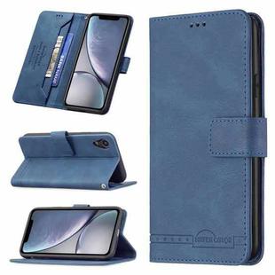 For iPhone XR Magnetic Clasp RFID Blocking Anti-Theft Leather Case with Holder & Card Slots & Wallet(Blue)