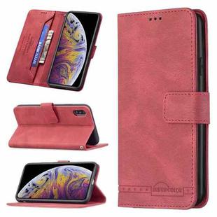 For iPhone XS Max Magnetic Clasp RFID Blocking Anti-Theft Leather Case with Holder & Card Slots & Wallet(Red)
