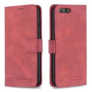 Magnetic Clasp RFID Blocking Anti-Theft Leather Case with Holder & Card Slots & Wallet For iPhone 7 Plus / 8 Plus(Red)