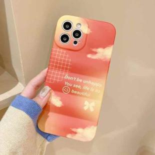 Wave Texture TPU Shockproof Phone Case For iPhone 13(Orange Sky Clouds)