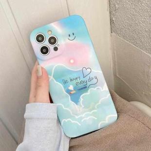 Wave Texture TPU Shockproof Phone Case For iPhone 12(Pink Blue Sky Clouds)