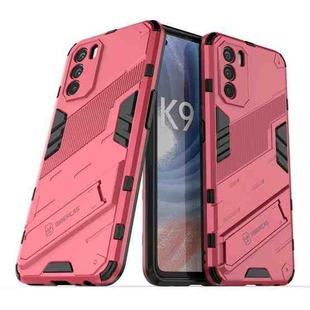 For OPPO K9 Pro Punk Armor 2 in 1 PC + TPU Shockproof Phone Case with Invisible Holder(Light Red)