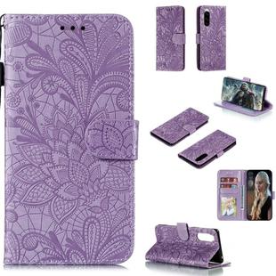 For Sony Xperia 5 Lace Flower Horizontal Flip Leather Case with Holder & Card Slots & Wallet & Photo Frame(Purple)