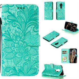 For Nokia 7.2 Lace Flower Horizontal Flip Leather Case with Holder & Card Slots & Wallet & Photo Frame(Green)