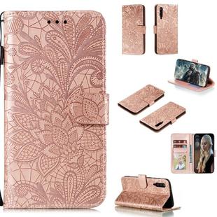 For Xiaomi Mi 9 Pro Lace Flower Horizontal Flip Leather Case with Holder & Card Slots & Wallet & Photo Frame(Rose Gold)