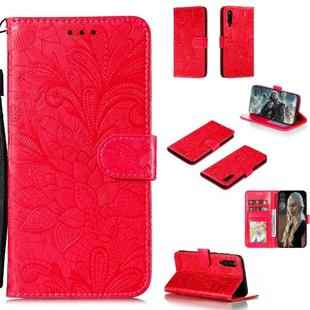 For Xiaomi Mi 9 Pro Lace Flower Horizontal Flip Leather Case with Holder & Card Slots & Wallet & Photo Frame(Red)