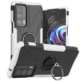 For Motorola Edge 20 Pro Armor Bear Shockproof PC + TPU Phone Protective Case with Ring Holder(White)