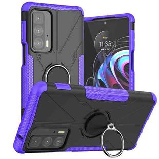 For Motorola Edge 20 Pro Armor Bear Shockproof PC + TPU Phone Protective Case with Ring Holder(Purple)