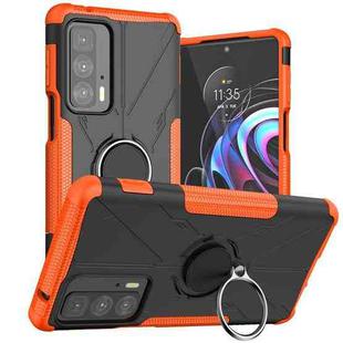 For Motorola Edge 20 Pro Armor Bear Shockproof PC + TPU Phone Protective Case with Ring Holder(Orange)