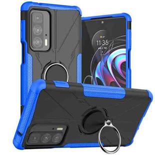 For Motorola Edge 20 Pro Armor Bear Shockproof PC + TPU Phone Protective Case with Ring Holder(Blue)