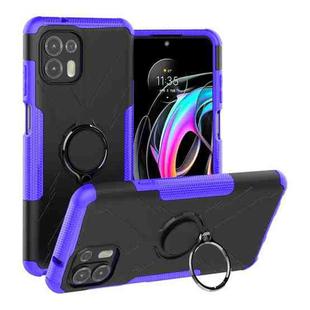 For Motorola Moto Edge 20 Lite Armor Bear Shockproof PC + TPU Phone Protective Case with Ring Holder(Purple)