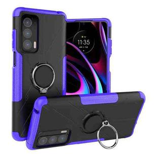 For Motorola Edge 2021 Armor Bear Shockproof PC + TPU Phone Protective Case with Ring Holder(Purple)