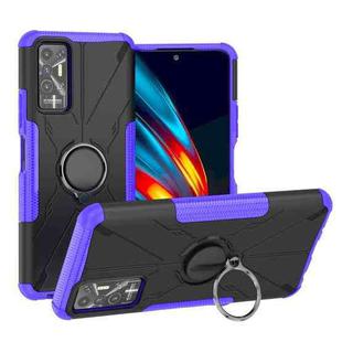 For Tecno Pova 2 Armor Bear Shockproof PC + TPU Phone Protective Case with Ring Holder(Purple)