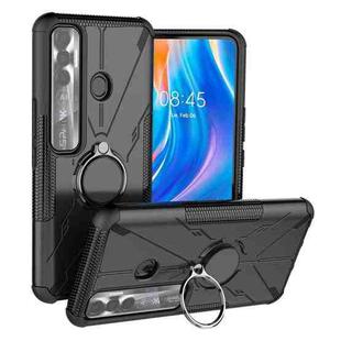 For Tecno Spark 7 Pro Armor Bear Shockproof PC + TPU Phone Protective Case with Ring Holder(Black)