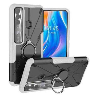 For Tecno Spark 7 Pro Armor Bear Shockproof PC + TPU Phone Protective Case with Ring Holder(White)