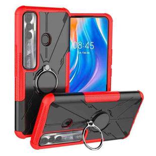 For Tecno Spark 7 Pro Armor Bear Shockproof PC + TPU Phone Protective Case with Ring Holder(Red)