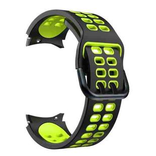 For Samsung Galaxy Watch4 40mm / 44mm Double-row Hole Two-color Silicone Watch Band(Black Lime Green)