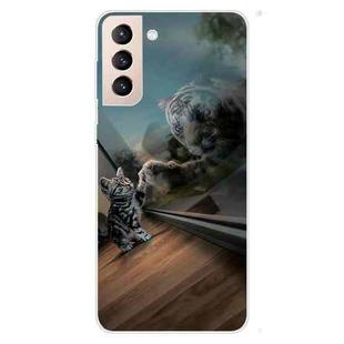 For Samsung Galaxy S22 5G Colored Drawing Pattern High Transparent TPU Phone Protective Case(Glass Tiger)