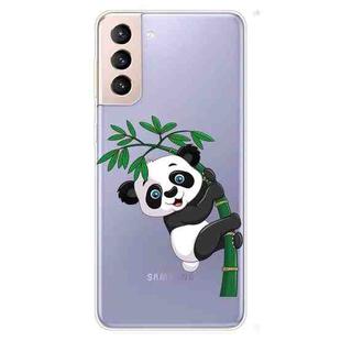 For Samsung Galaxy S22 5G Colored Drawing Pattern High Transparent TPU Phone Protective Case(Panda Climbing Bamboo)