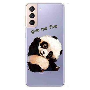 For Samsung Galaxy S22+ 5G Colored Drawing Pattern High Transparent TPU Phone Protective Case(Tilted Head Panda)